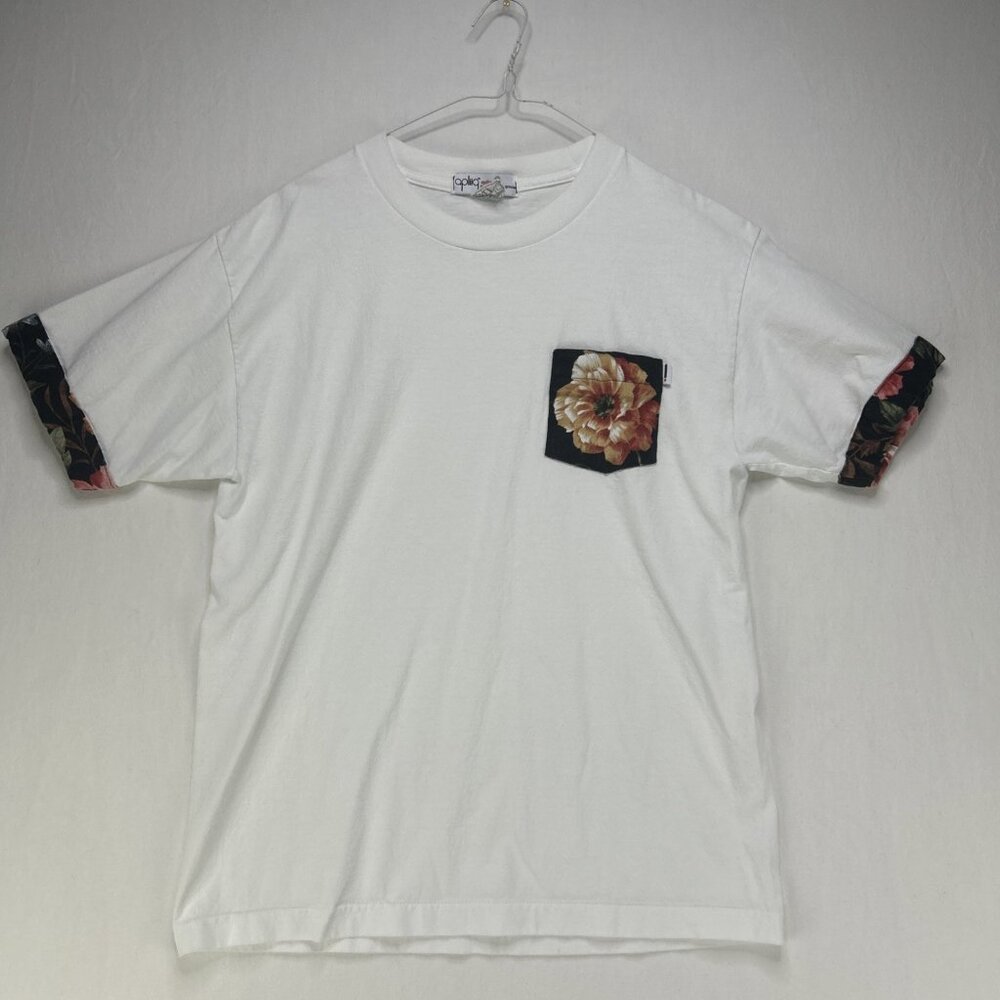 Apliiq Men’s Floral Pocket T Shirt White Size Medium